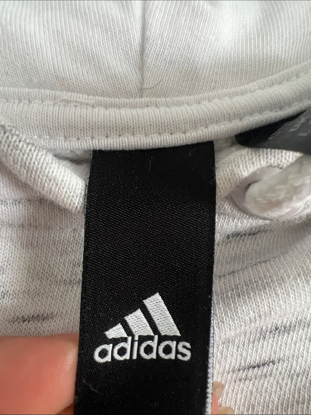 adidas White Heather Pullover Hoodie with Black Logo - Picture 3 of 7